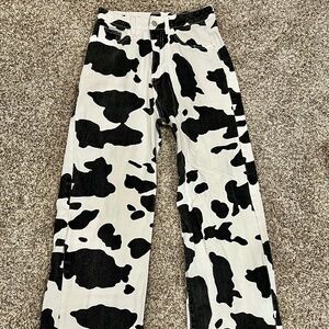 Black Cow Print Womens Jeans Size Small